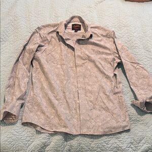 Egara Gray Men’s Floral Long Sleeve Slim Fit Shirt Striped cuff detail Sz. L